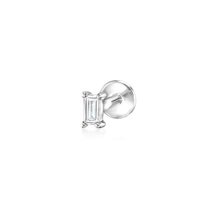 14kt white gold lab-grown diamond stud earrings, square-cut baguette stones
