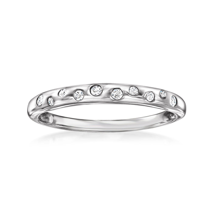 Sterling silver dotted diamond ring with round stones along the top band