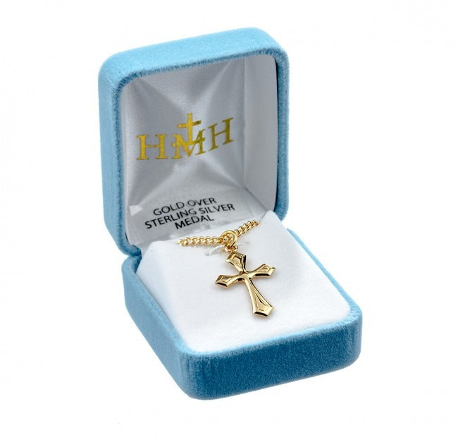 16kt Gold Over SS Cross 18 Inch Chain