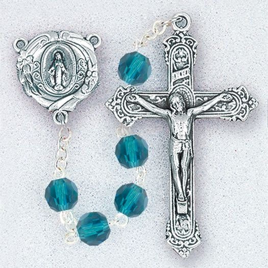 6mm Tanzanite Aurora Borealis Tin Cut Bead Rosary