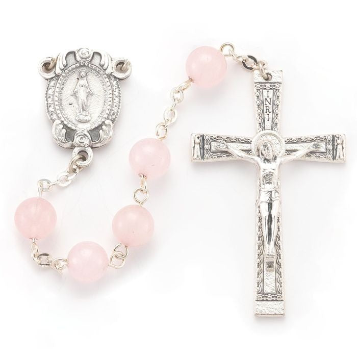 8mm Genuine Rose Quartz Round Stone Bead Rosary