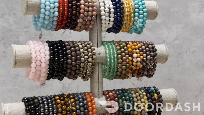 8mm Green Moss Agate Beaded Elastic Stretch Bracelet