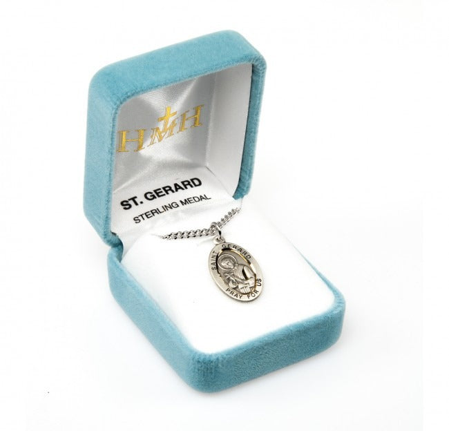 .9" St Gerard Small Oval Necklace 20" Chain