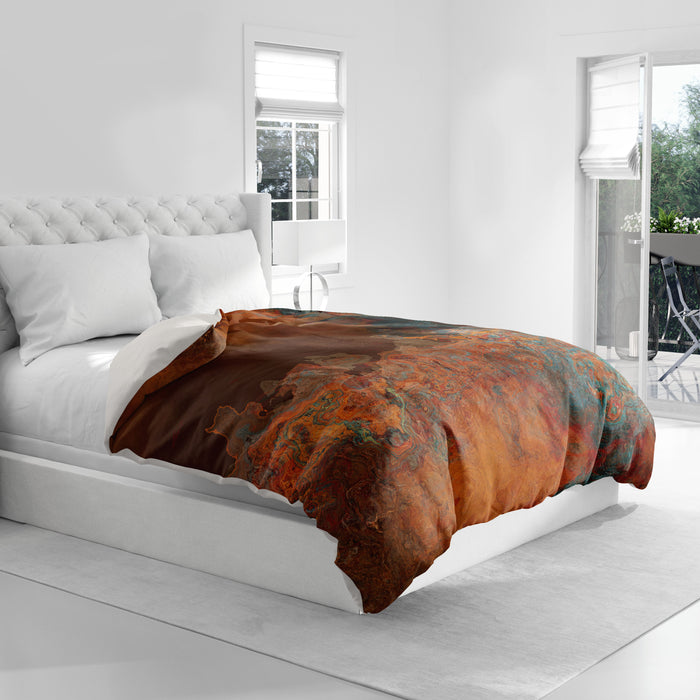 Abstract Duvet Cover in Cotton or Polyester, Copper Passion