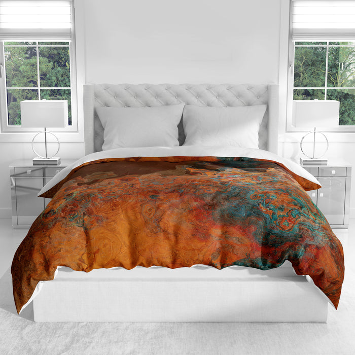 Abstract Duvet Cover in Cotton or Polyester, Copper Passion