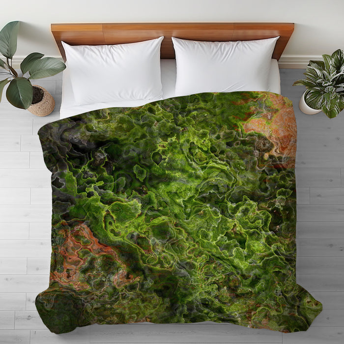 Abstract Duvet Cover in Cotton or Polyester, Moss