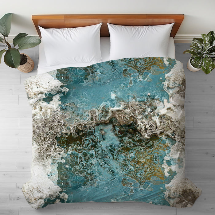 Abstract Duvet Cover in Cotton or Polyester, Teal Aesthetic