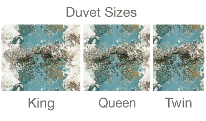 Abstract Duvet Cover in Cotton or Polyester, Teal Aesthetic