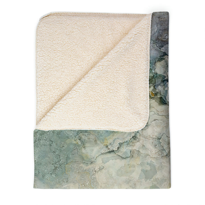 Abstract Sherpa Fleece Throw, Sage Lake