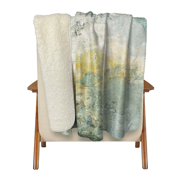 Abstract Sherpa Fleece Throw, Sage Lake