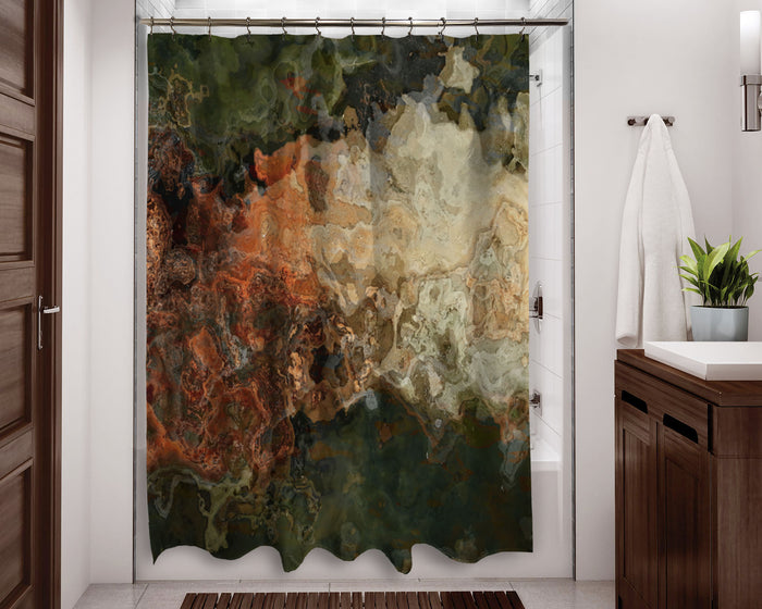 Abstract Shower Curtain, Patina