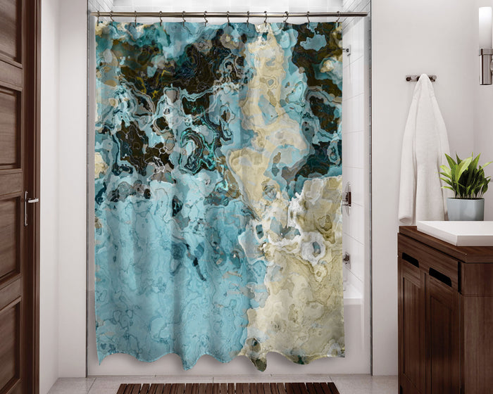 Abstract shower curtain, contemporary bathroom decor