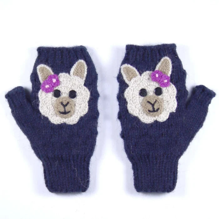 Blue alpaca write warmer on a white background