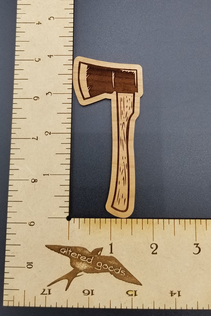 Axe throwing cherry hardwood ornament