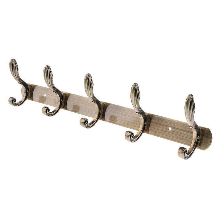 Baoblaze Wall Mounted Hook Door Hanger Coat/Hat/Clothes/Robe/Towel Hook Heavy Duty Metal Hanger Rail Rack Holder with 5 Hooks - Bronze