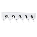 BESTONZON Mop Broom Holder Wall Mounted Storage Rack with 5 Ball Slots and 6 Hooks for Closet Rakes Broom Garden Garage Tool Storage (White)