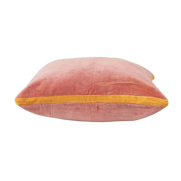 Blush Velvet Pillow w/ Contrasting Gusset