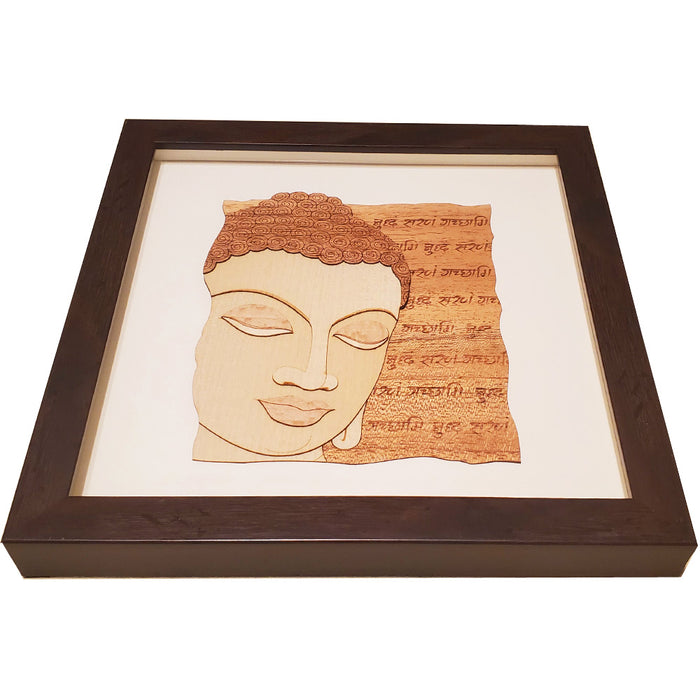 Buddha Face Frame Wood Carving Artwork