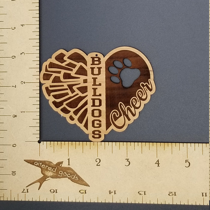 Bulldogs cheer heart ornament