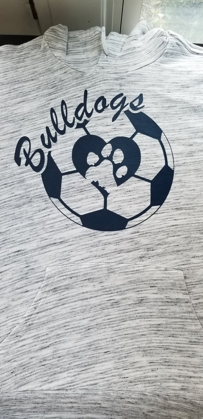 Bulldogs soccer ball heart hoodie marble grey - Altered Goods