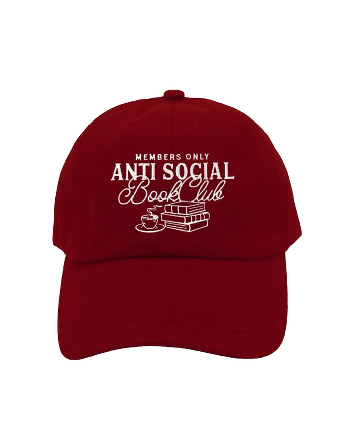 Burgundy Anti Social Book Club Baseball Hat