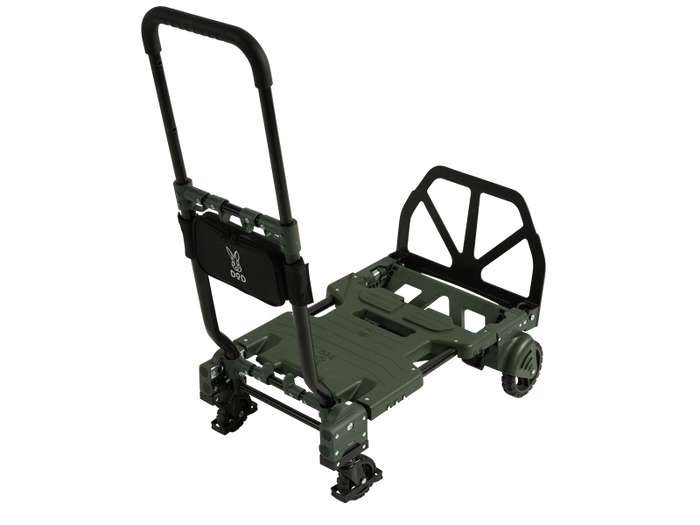 Camp Barrow dark green rugged folding cart with black handle and wheels