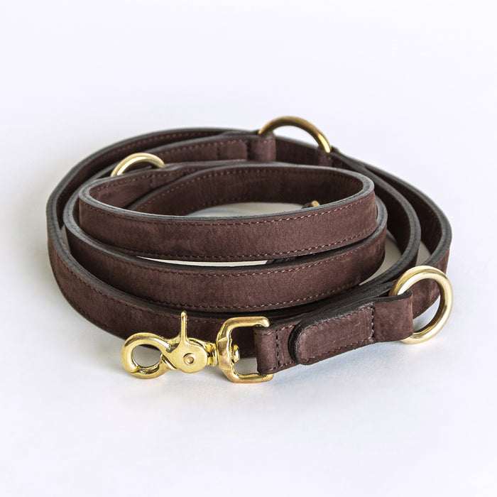 Cloud7 Tiergarten Nubuck Dog Adjustable Leash in Mocca