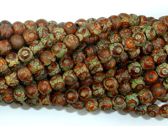Crackle Tibetan Agate, 6mm Round Beads-BeadBasic