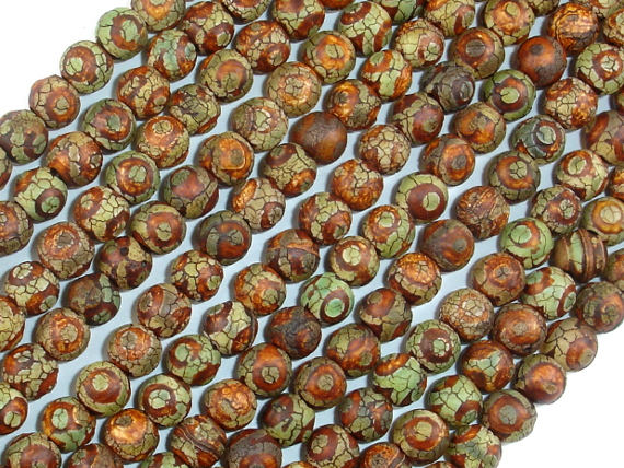 Crackle Tibetan Agate, 6mm Round Beads-BeadBasic
