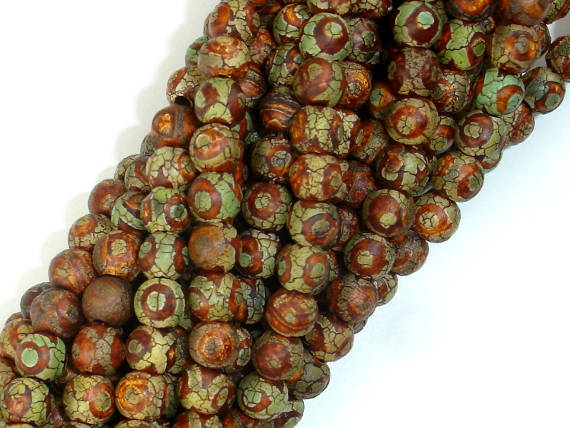 Crackle Tibetan Agate, 6mm Round Beads-BeadBasic