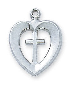 Cross In Heart SS Two Tone Necklace