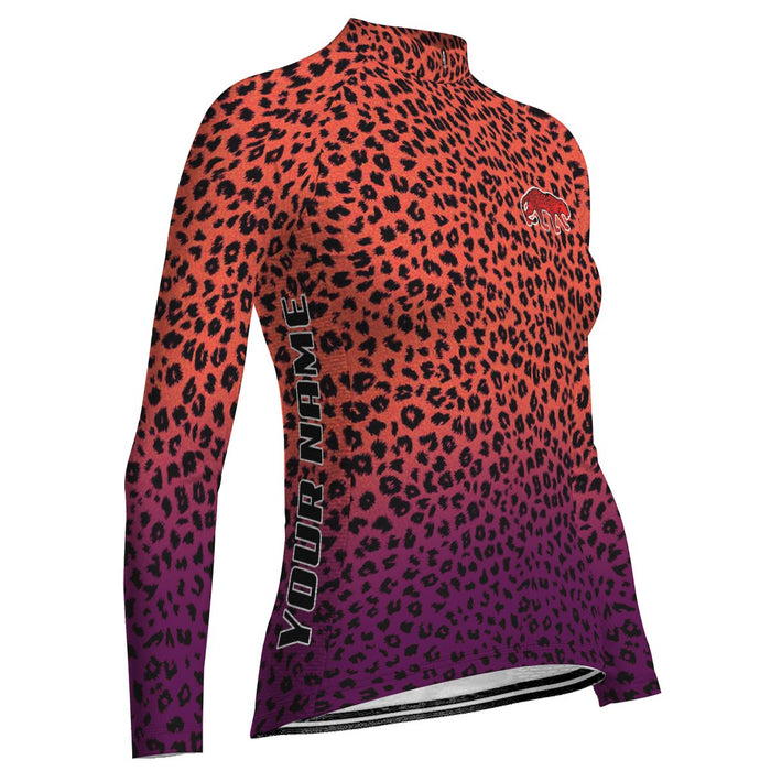 Customized Cheetah Long Sleeve Cycling Jersey for Women