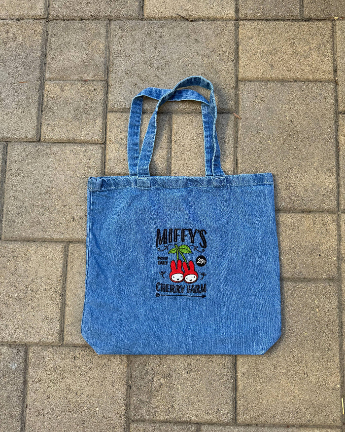 Denim Cherry Miffy Tote Bag