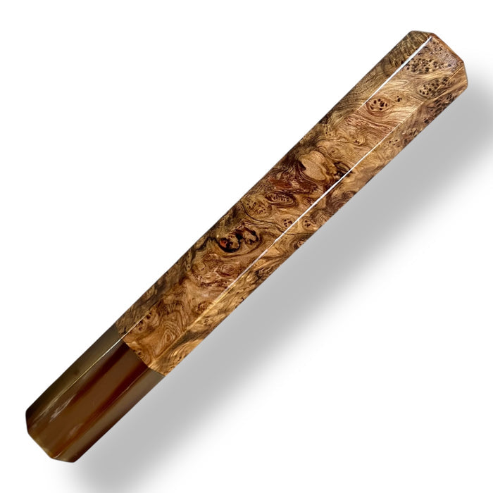 (Discounted) Japanese Knife handle for 240 mm : Crepe Myrtle Burl and Marbled Horn