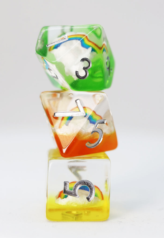 Double Rainbow RPG Dice Set Plastic Dice Foam Brain Games