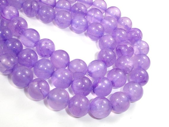 Dyed Jade- Lavender, 10mm Round Beads-BeadBasic