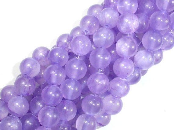 Dyed Jade- Lavender, 10mm Round Beads-BeadBasic