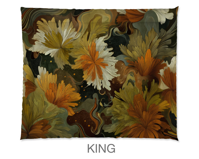 Floral Abstract Comforter in Cotton or Polyester, 107