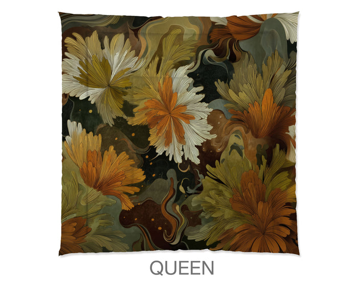 Floral Abstract Comforter in Cotton or Polyester, 107