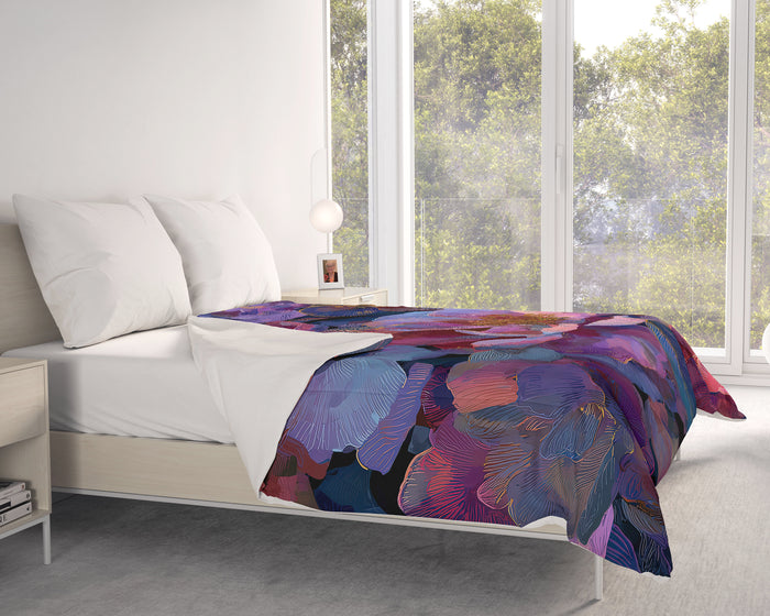 Floral Abstract Comforter in Cotton or Polyester, 115