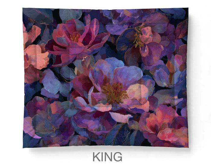 Floral Abstract Comforter in Cotton or Polyester, 115