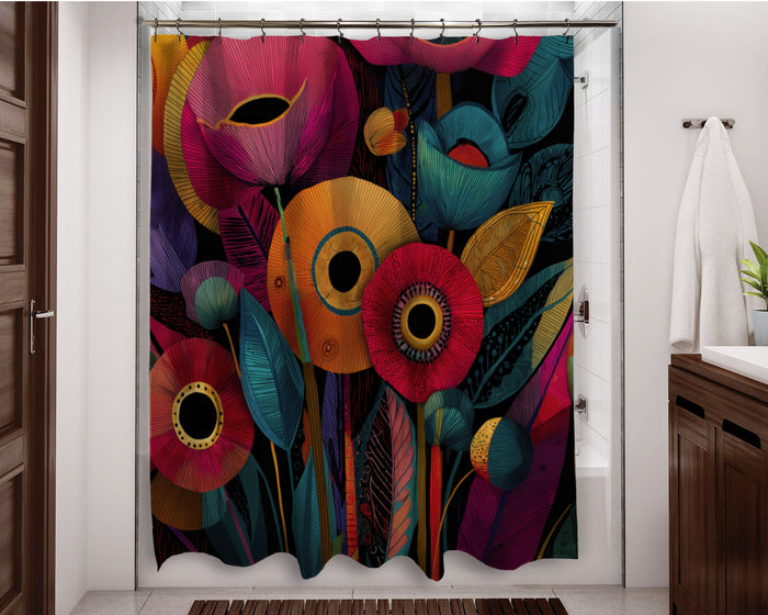 Floral Abstract Design Shower Curtain, 102