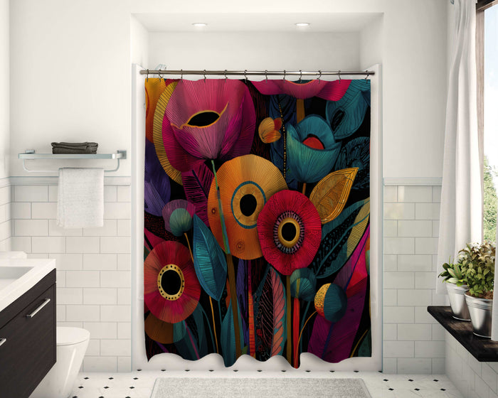 Floral Abstract Design Shower Curtain, 102