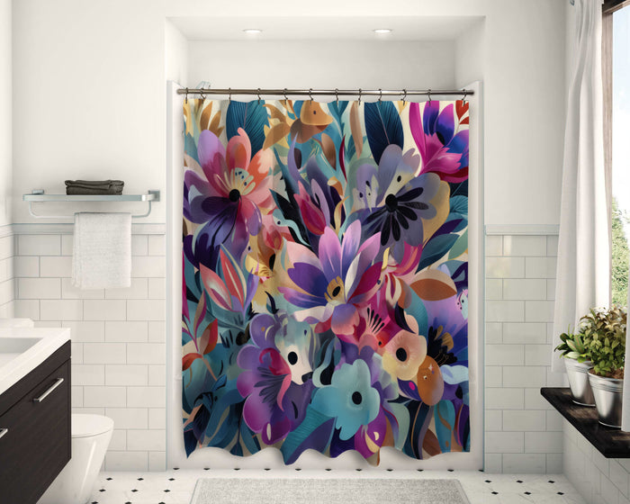 Floral Abstract Design Shower Curtain, 105