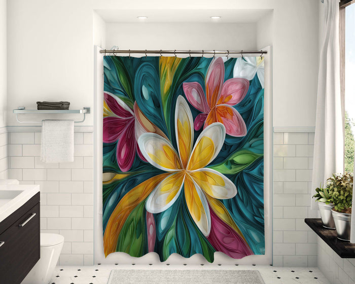 Floral Abstract Design Shower Curtain, 106