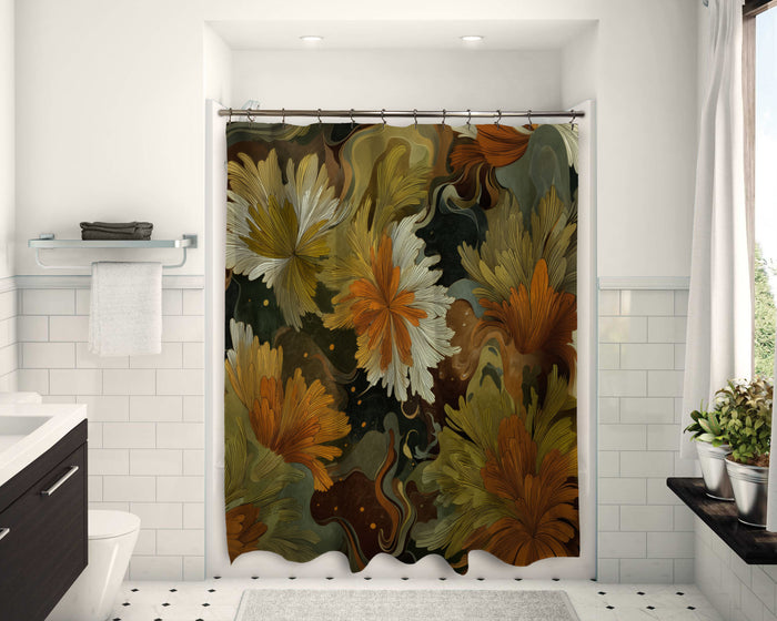 Floral Abstract Design Shower Curtain, 107