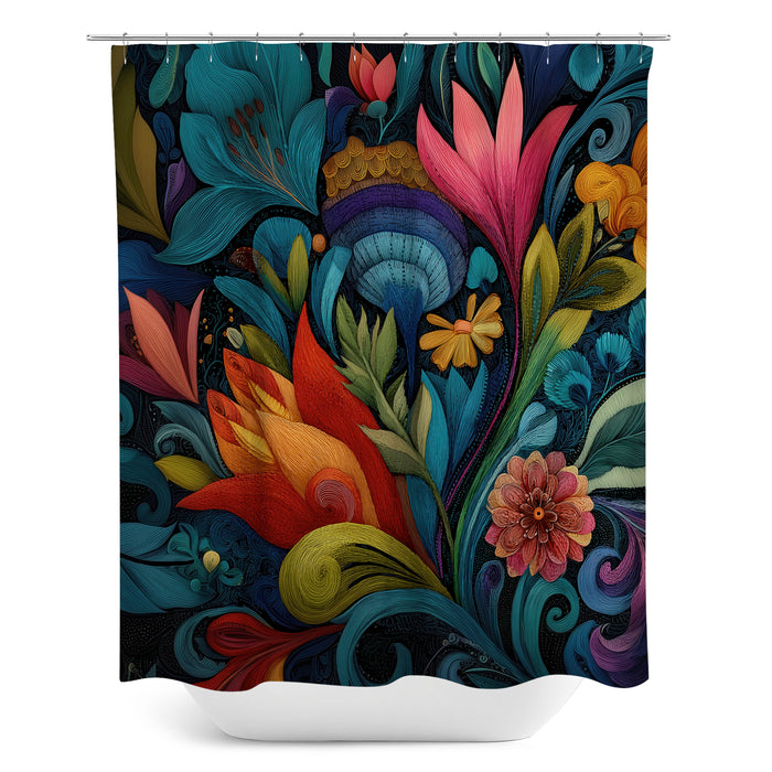 Floral Abstract Design Shower Curtain, 111