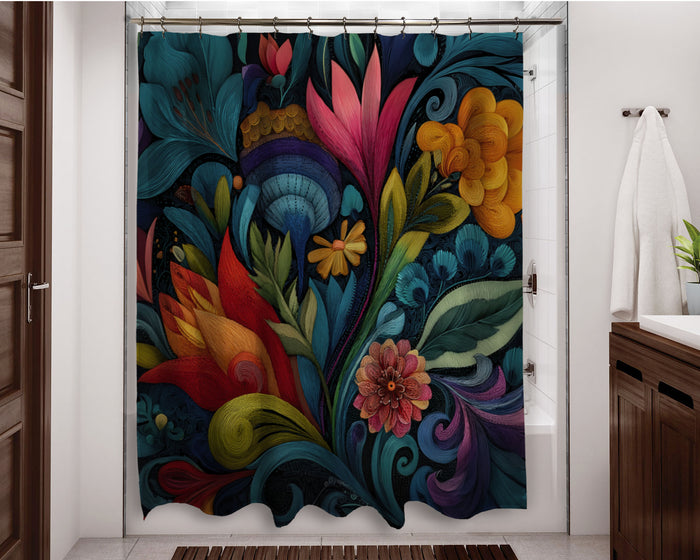 Floral Abstract Design Shower Curtain, 111