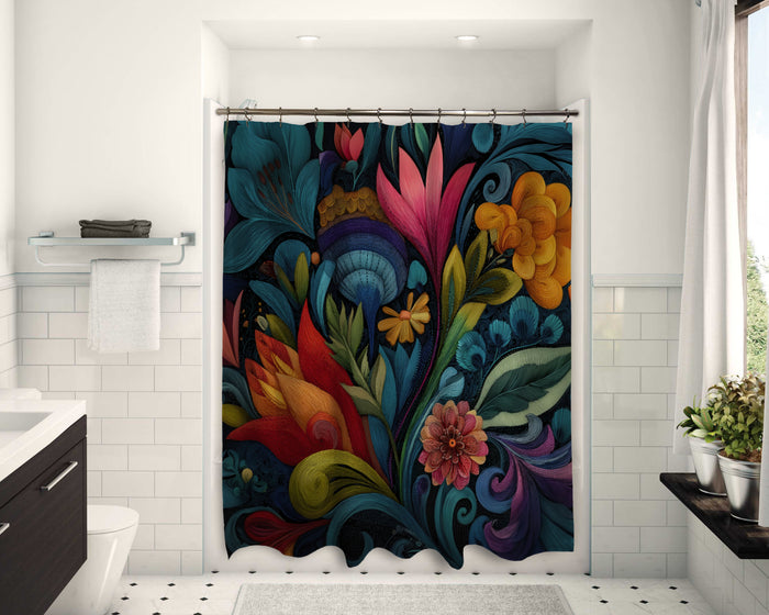 Floral Abstract Design Shower Curtain, 111