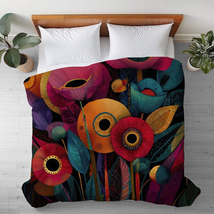 Floral Abstract Duvet Cover in Cotton or Polyester, 102